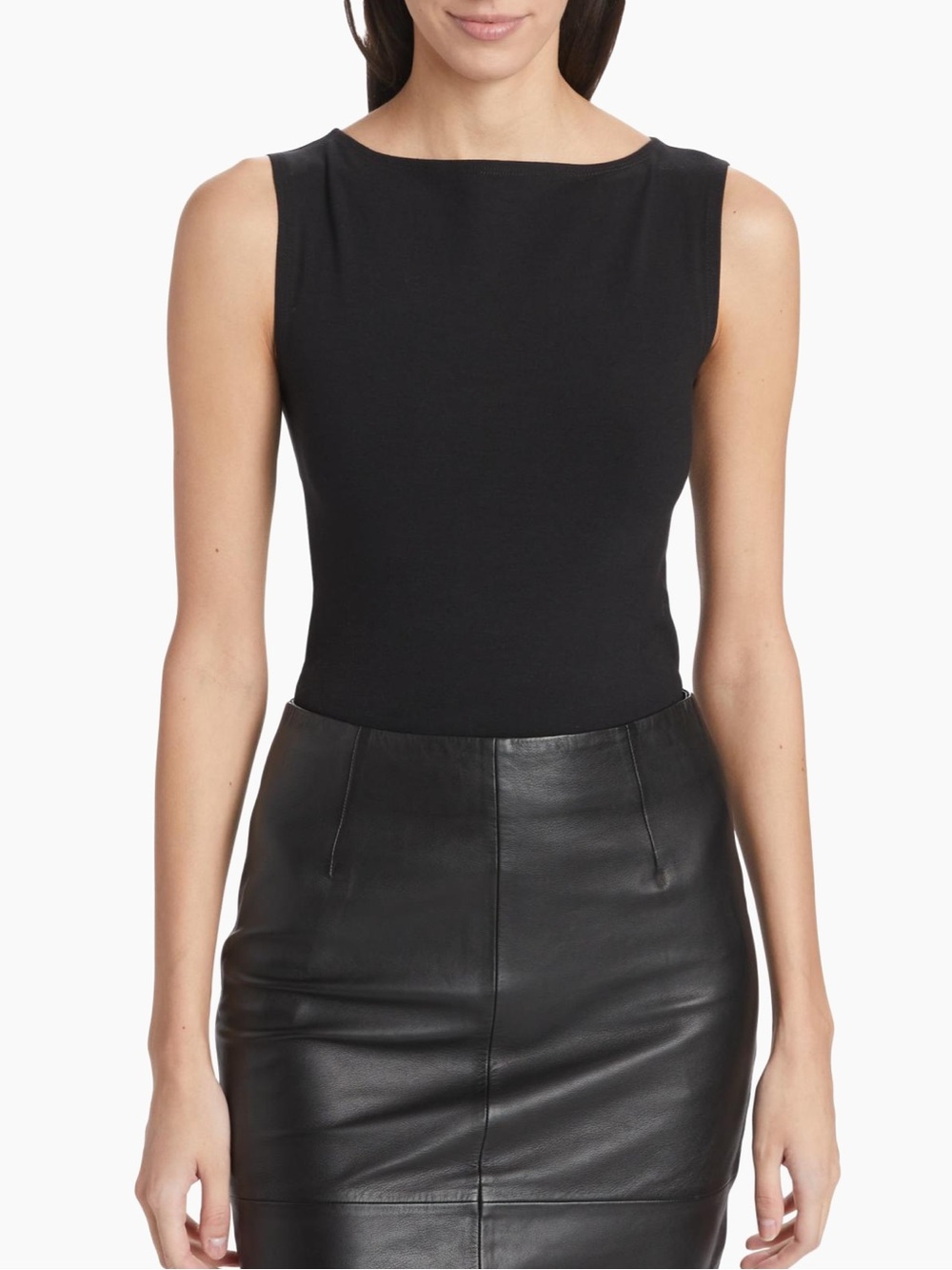 Reformation Black Boatneck Sleeveless Top